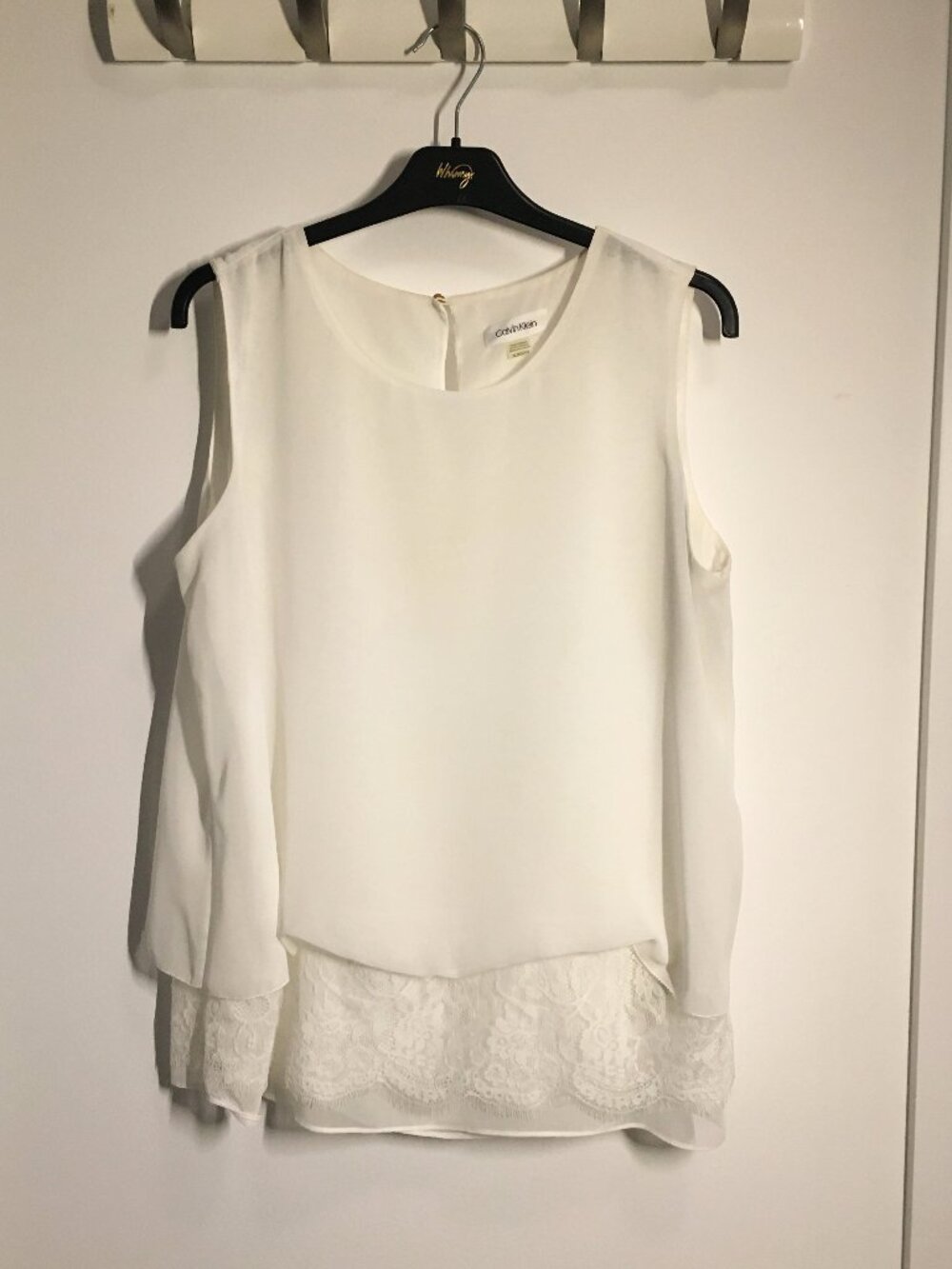 Calvin Klein sleeveless white blouse, size XL